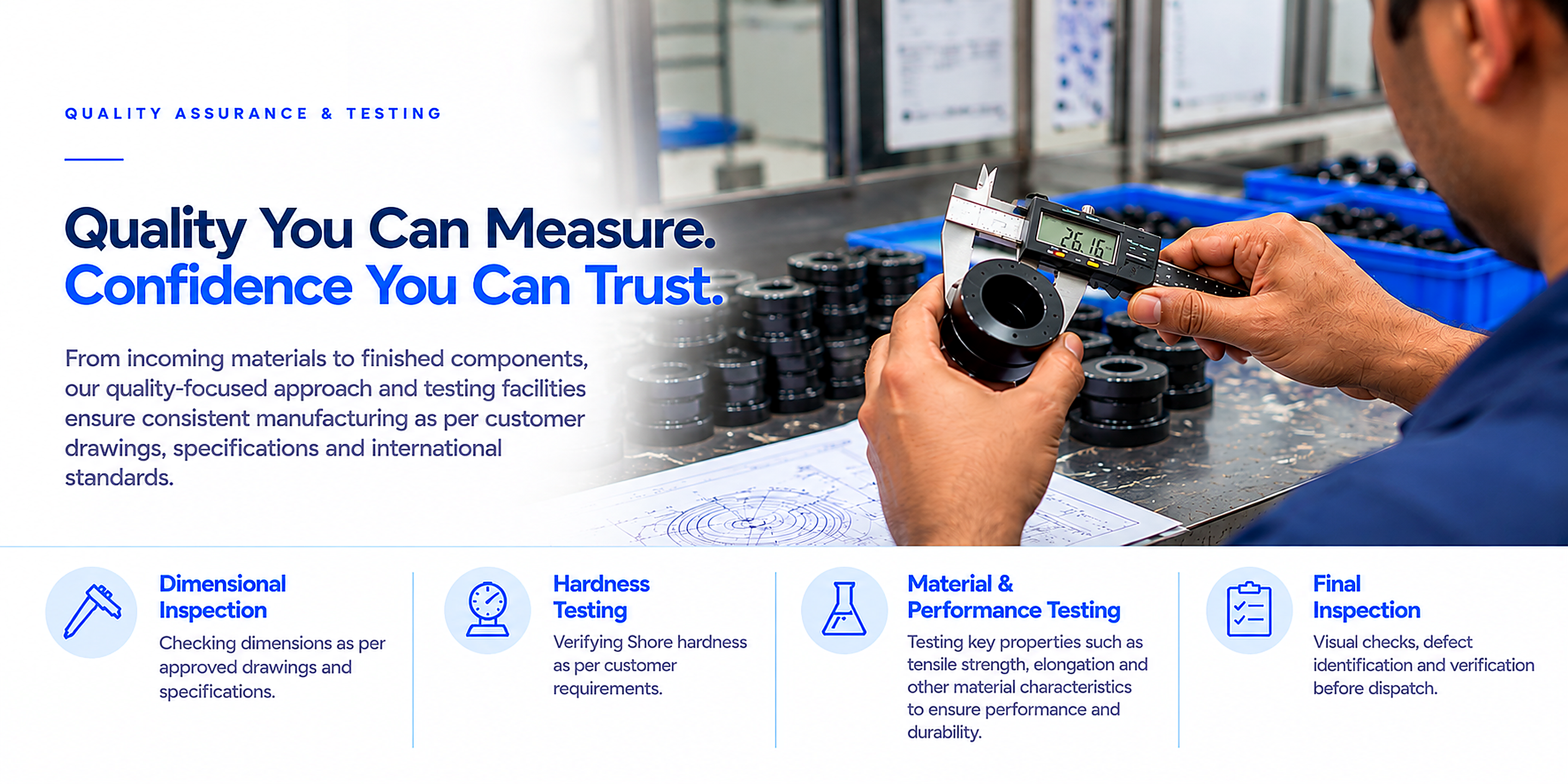 Bhushan Rubber Industries QA Metrology Caliper Inspection