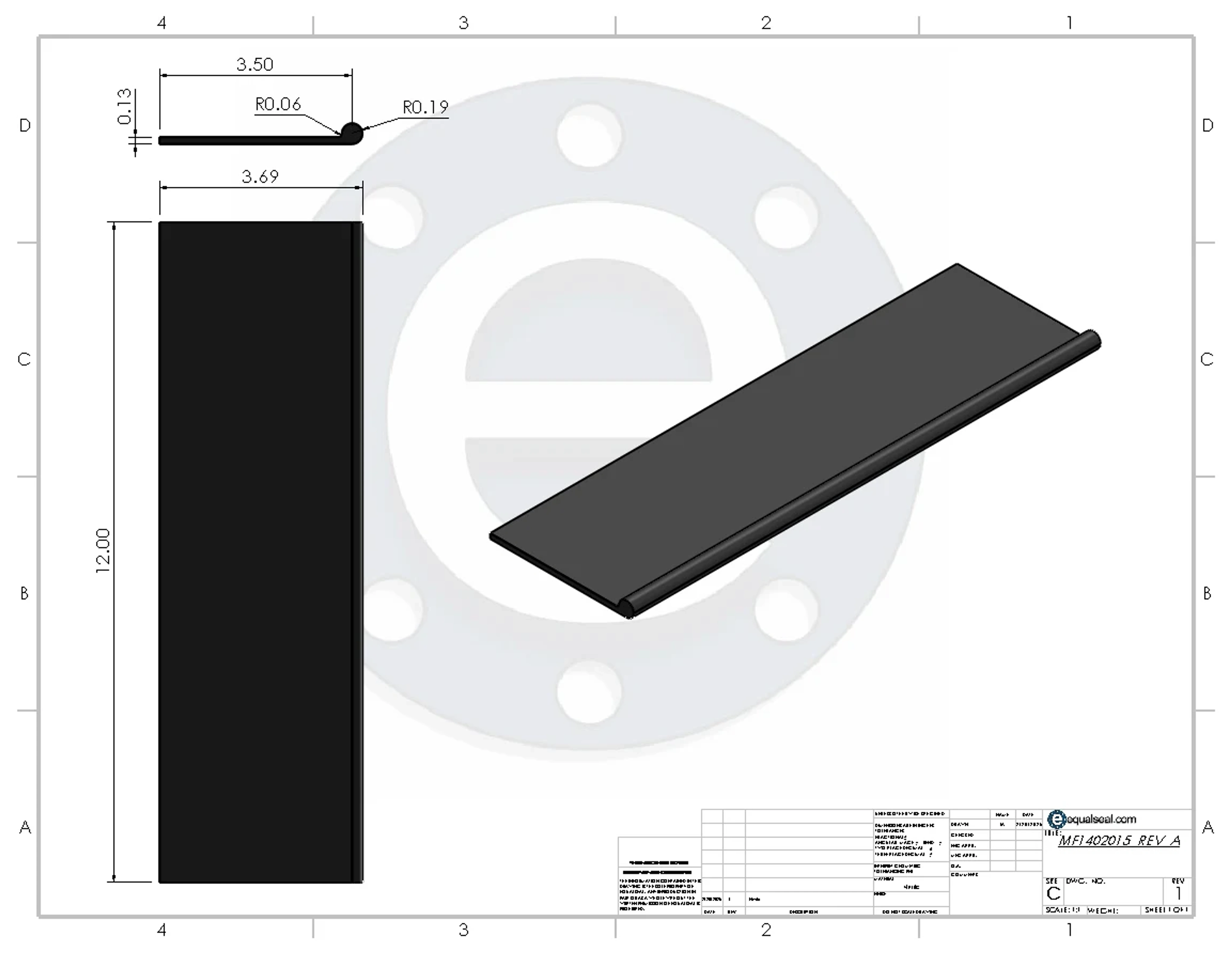 Custom FKM / Viton Rubber Parts Dimension Drawings