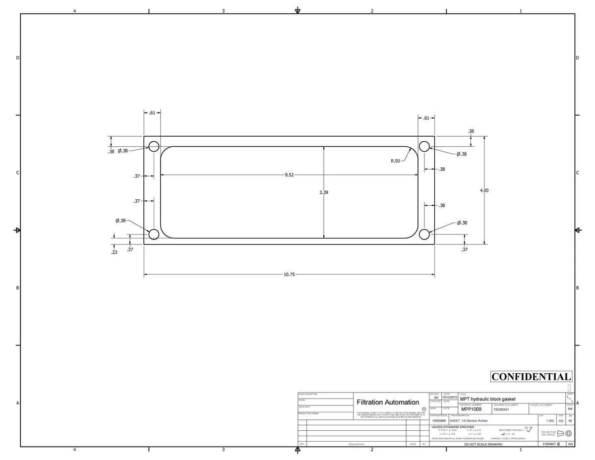 Custom-Thickness Rubber Sheets Dimension Drawings