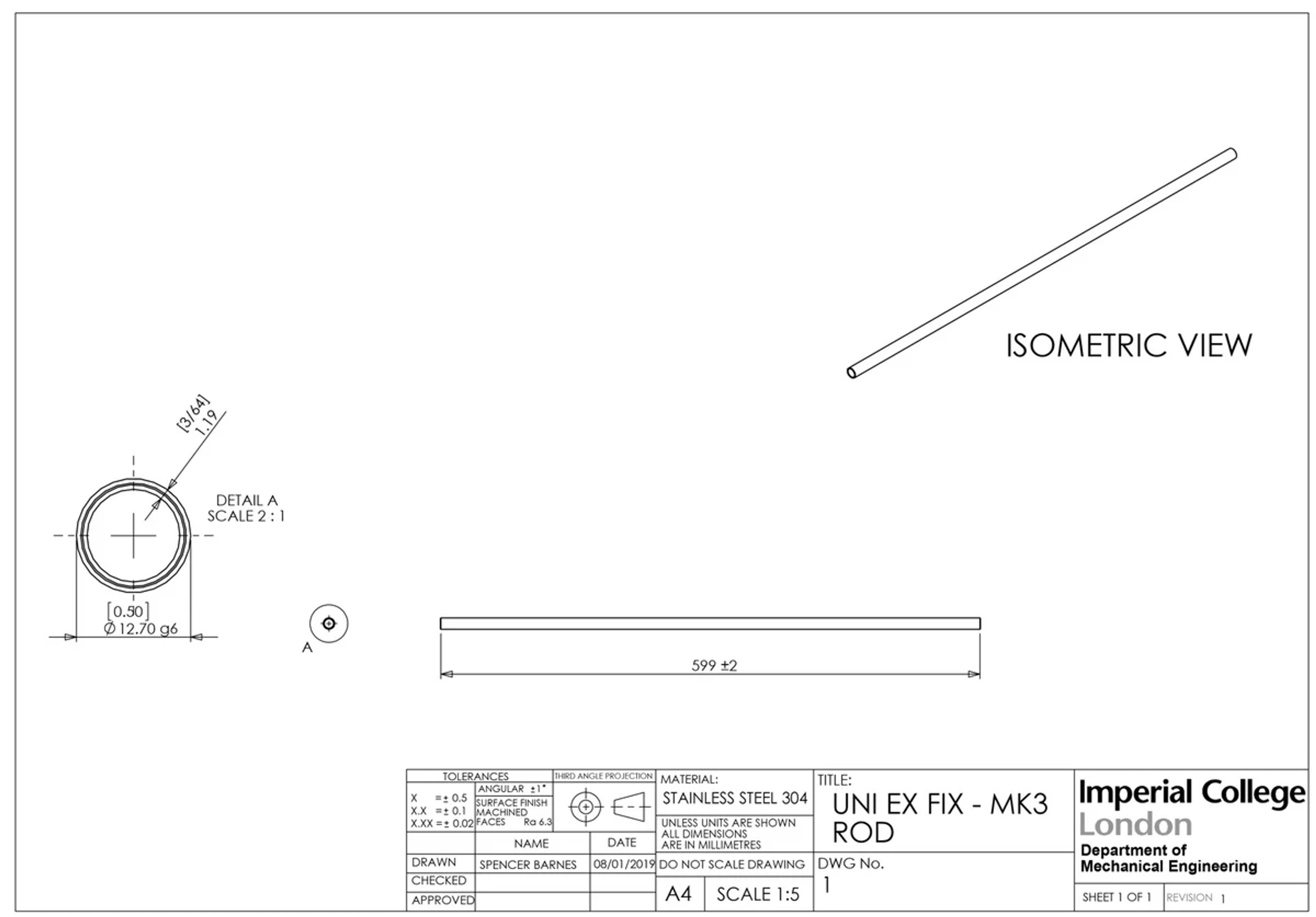 Cut-to-Length PEEK Rods Dimension Drawings