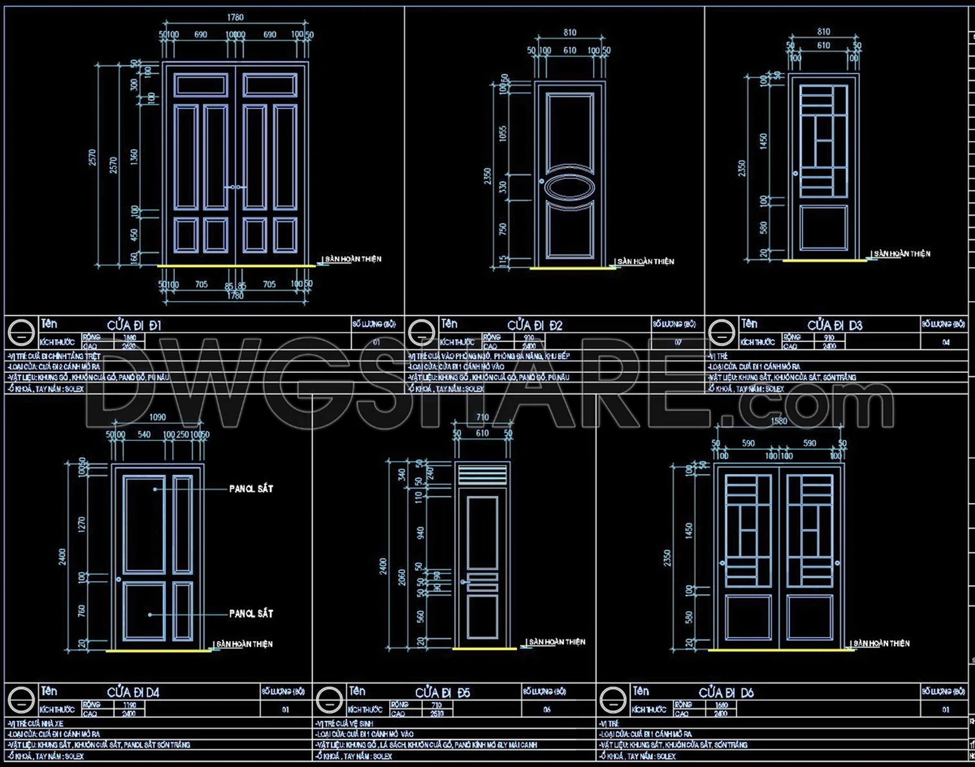 Door & Window Profiles Dimension Drawings