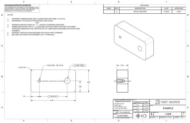 Drawing- or Sample-Based Components Dimension Drawings