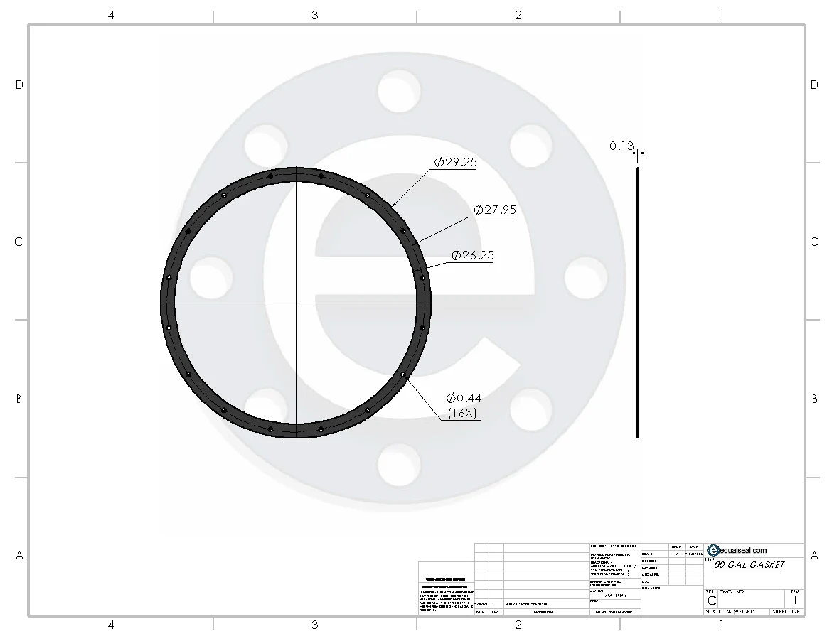 FKM / Viton Gaskets Dimension Drawings