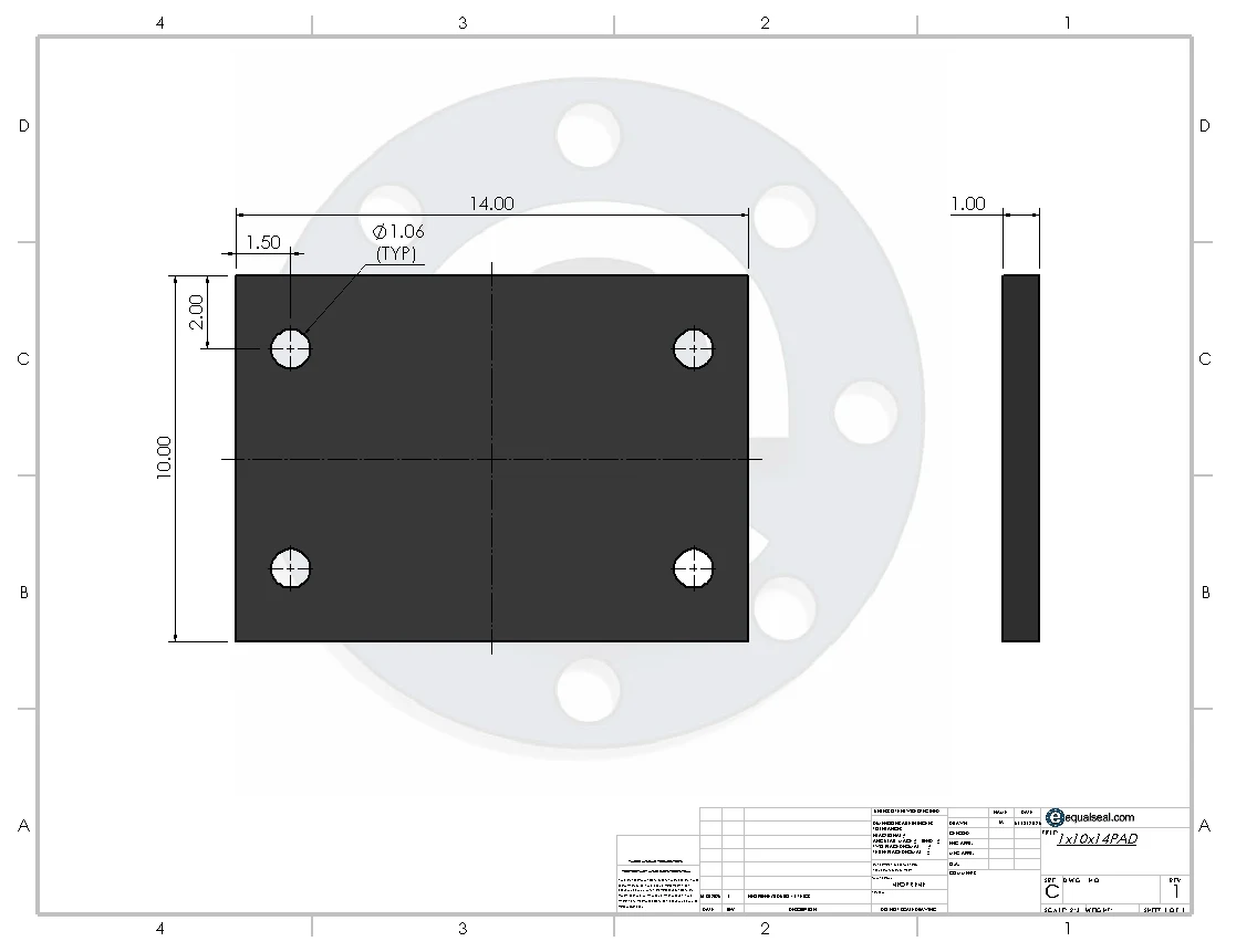 Neoprene (CR) Rubber Sheets Dimension Drawings
