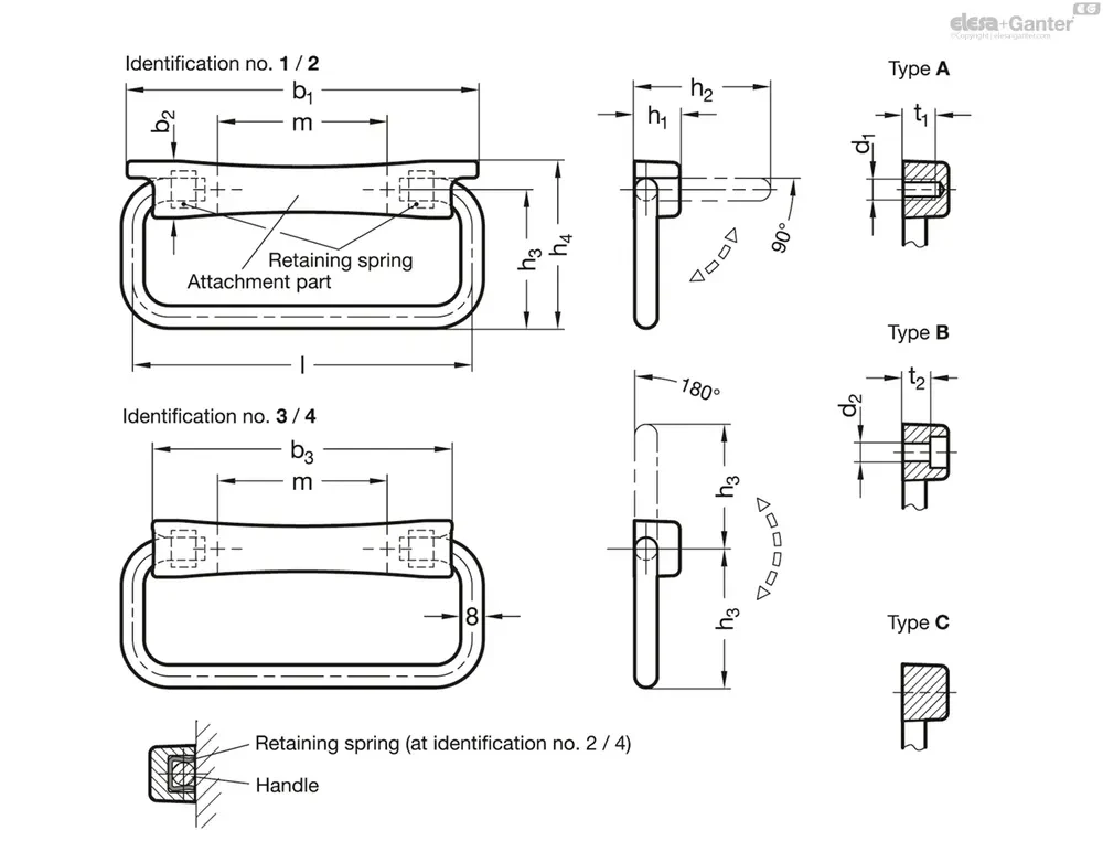 Protective Handles Dimension Drawings