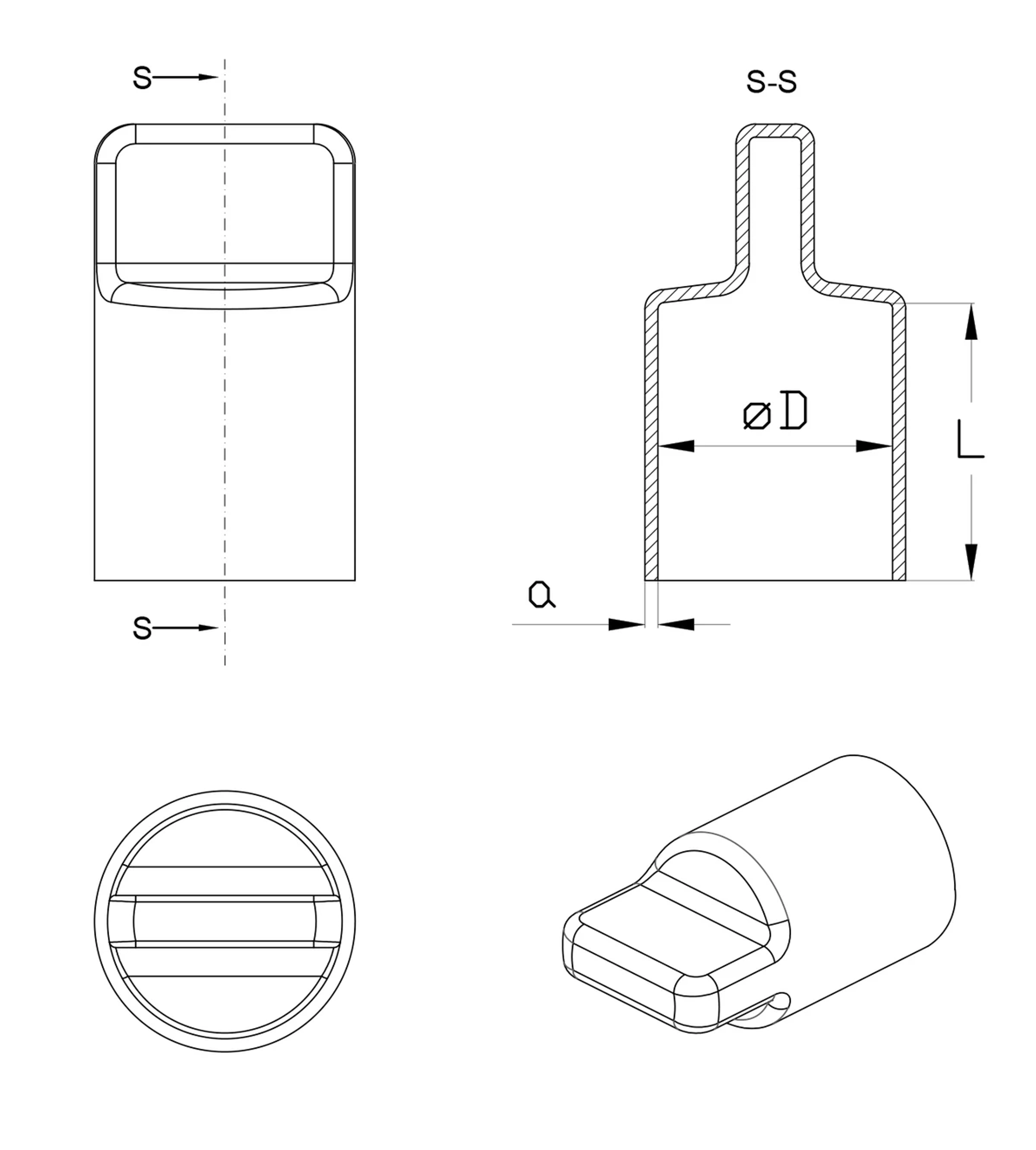 PVC Dip-Moulded Caps Dimension Drawings