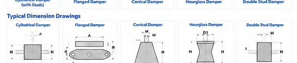 Rubber Dampers Dimension Drawings