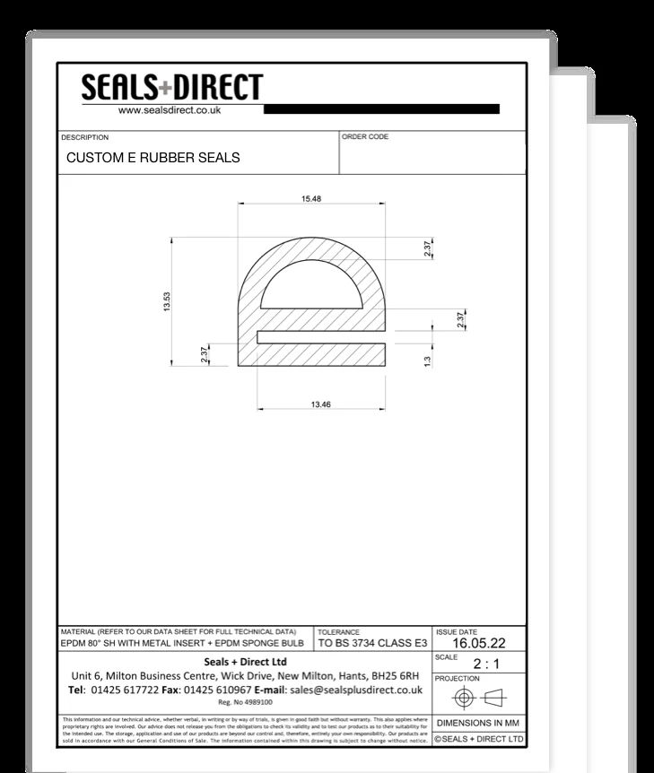 Rubber Profiles and Strips Dimension Drawings