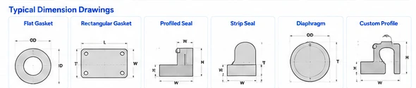 Rubber Seals & Gaskets (non-O-ring) Dimension Drawings
