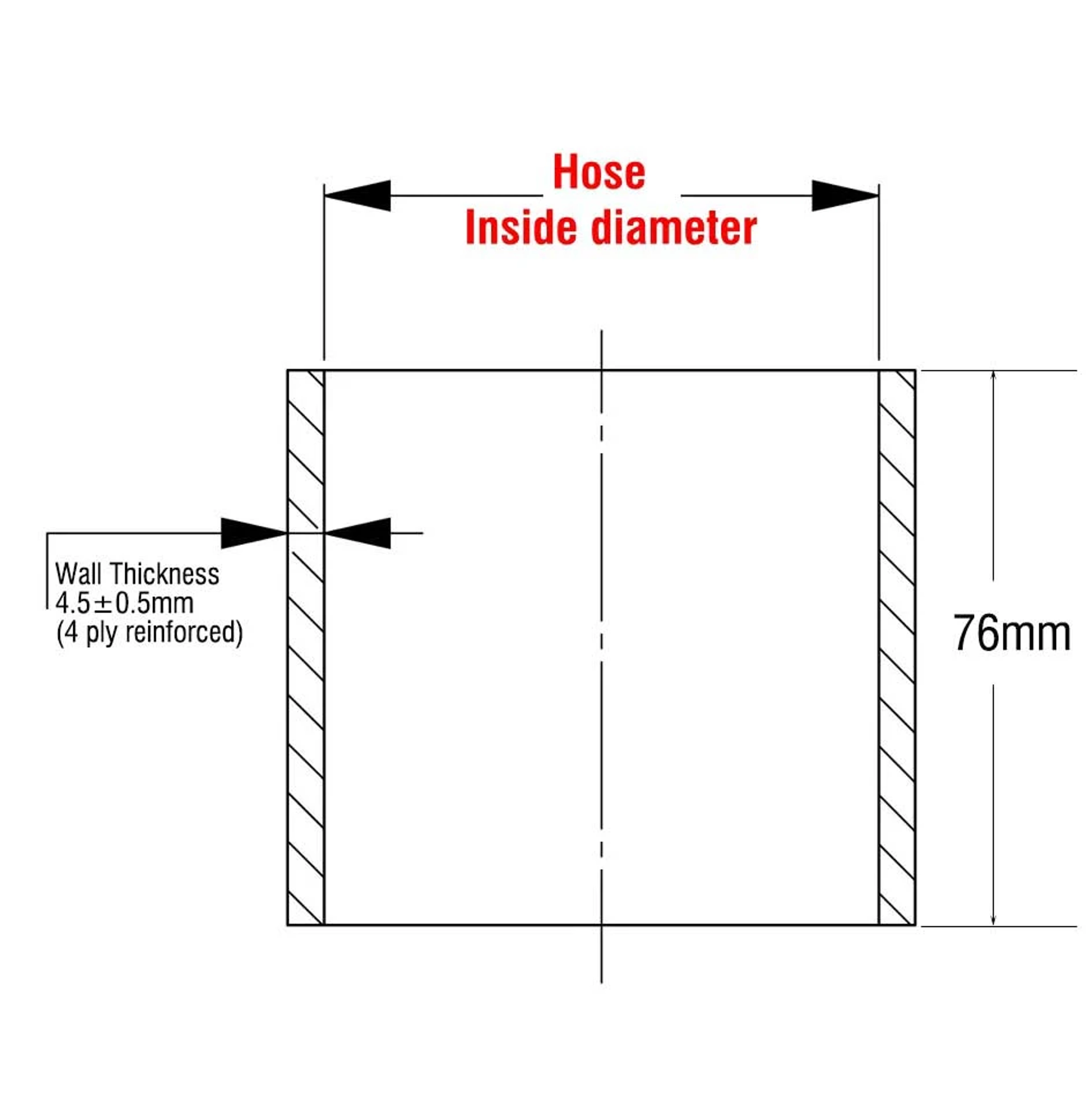 Silicone Hoses Dimension Drawings