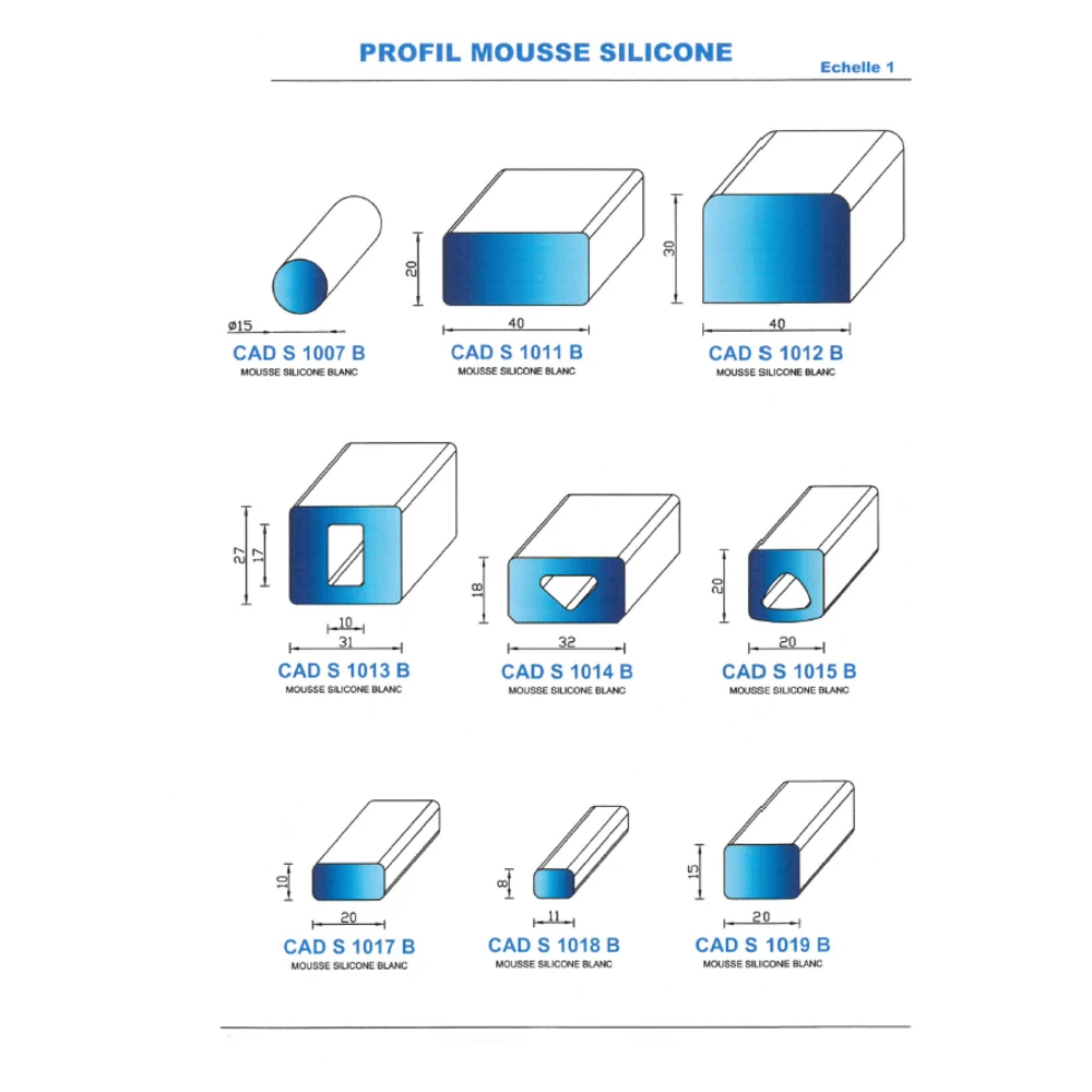 Silicone Profiles Dimension Drawings