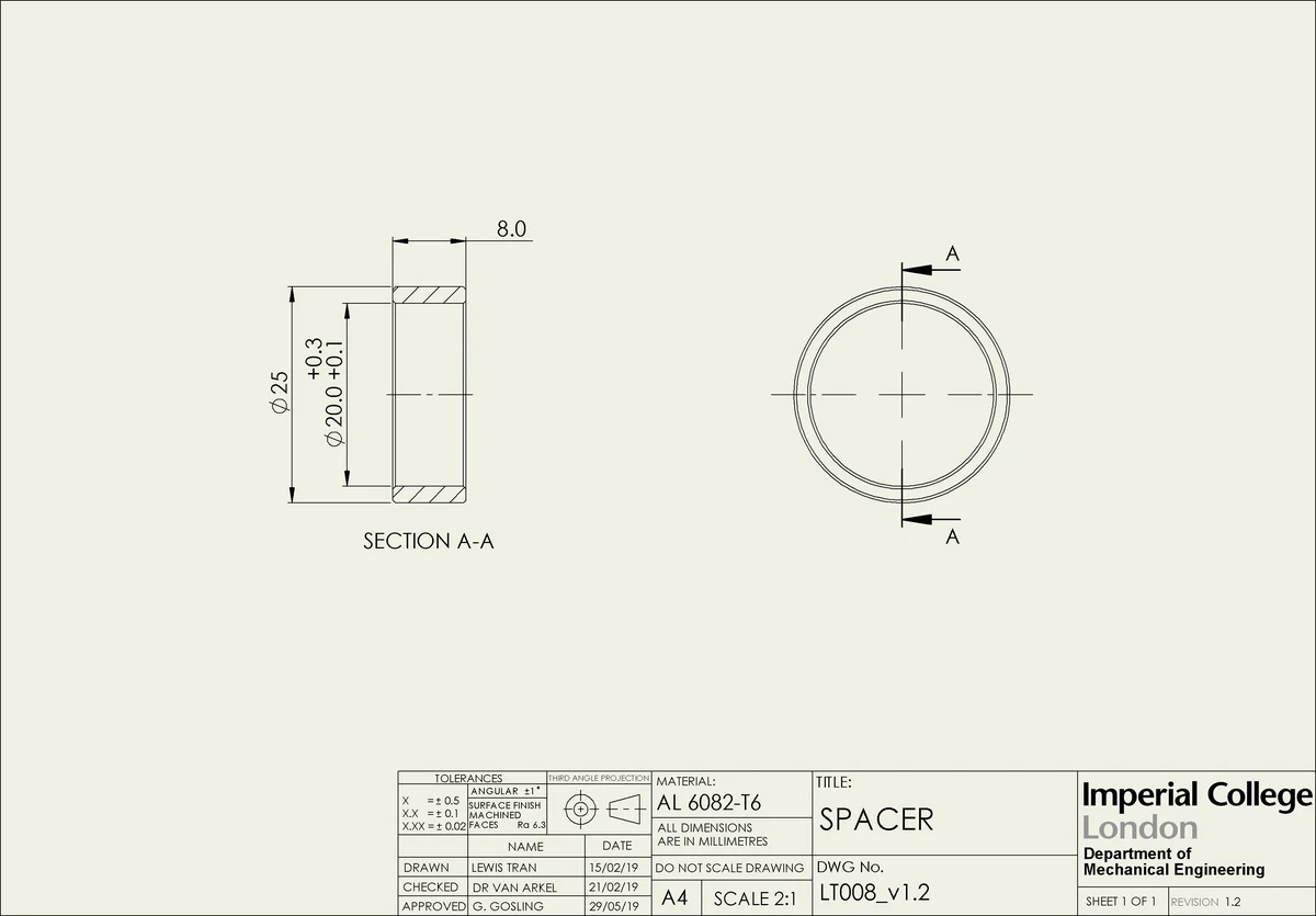 Spacers Dimension Drawings