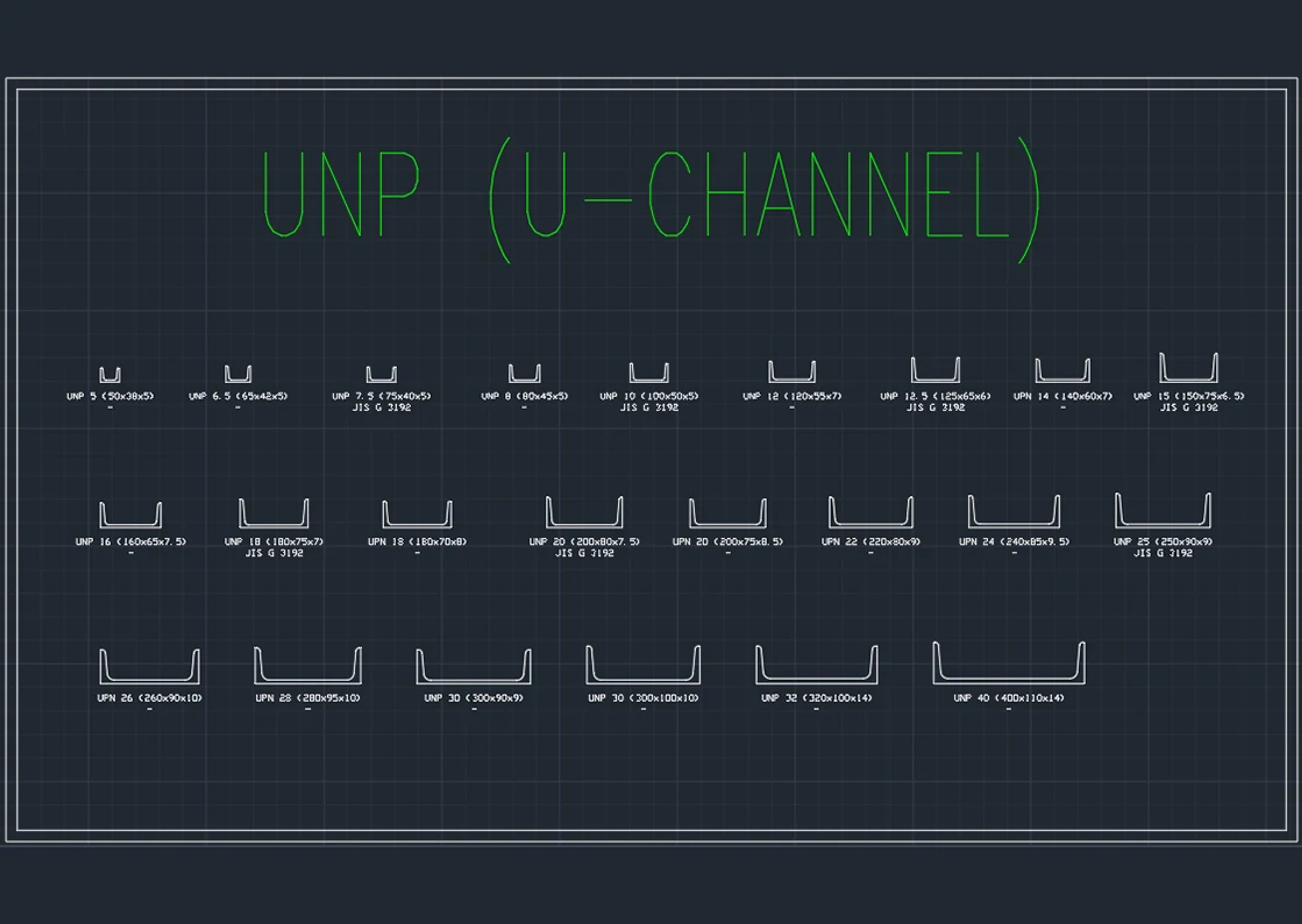 U-Channel Profiles Dimension Drawings