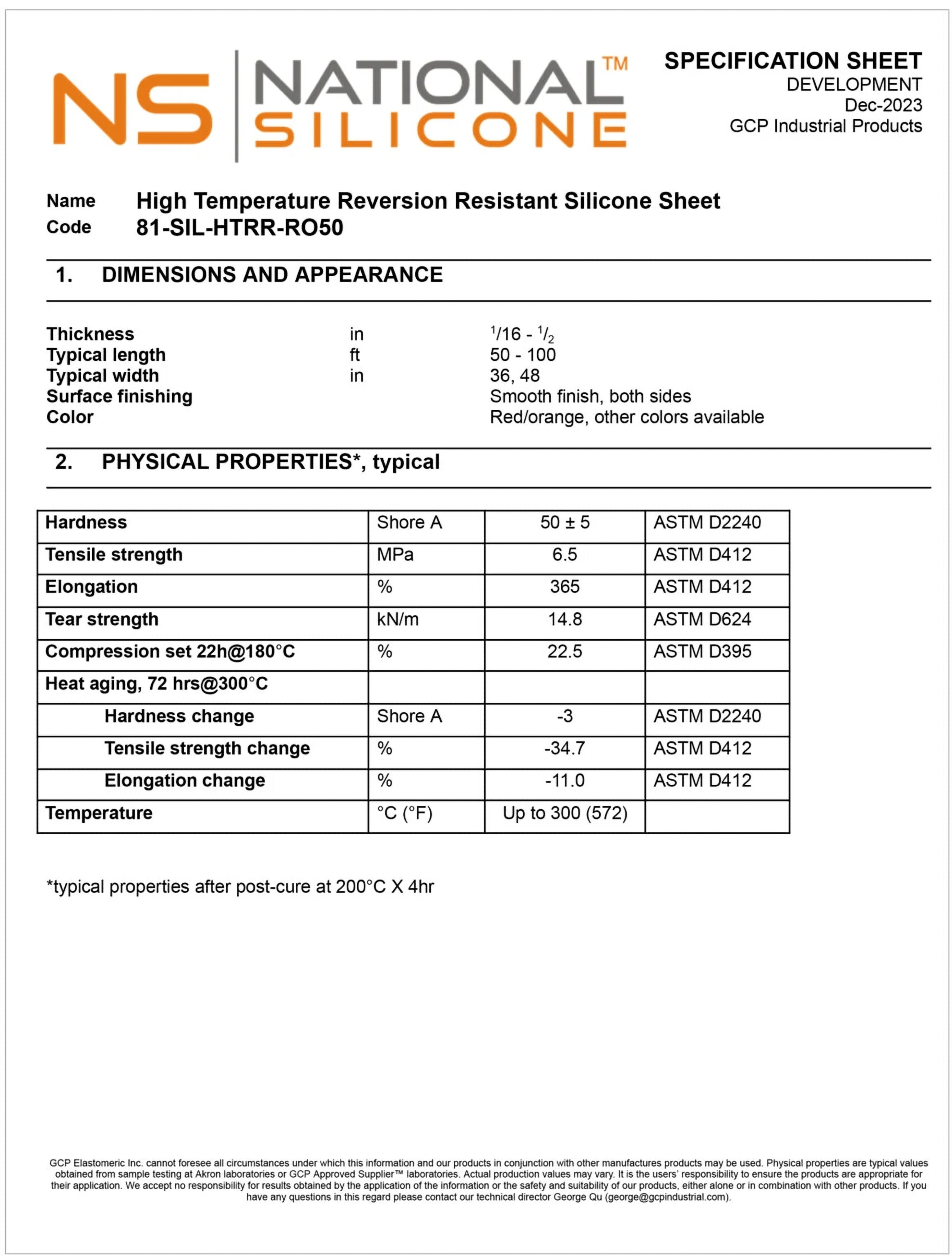 General-Purpose Silicone Sheets Polymer Matrix & Formulation